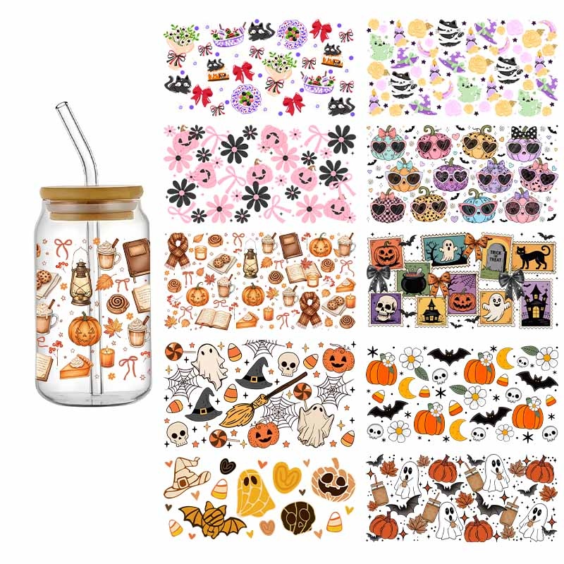 3D Printing Vinyl - Stiker Pembungkus Gelas Halloween 3D Labu